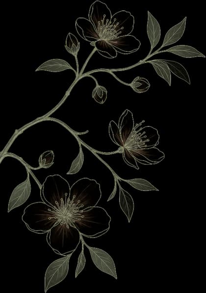 Line drawing of a flowering sprig